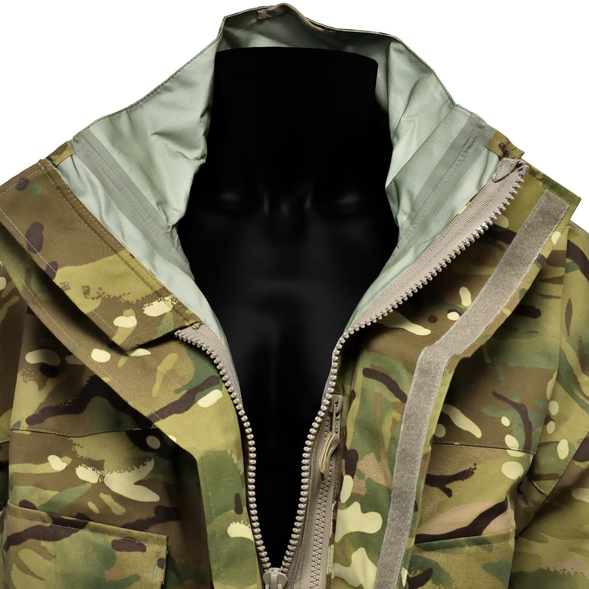 Close-up of chest zipper on British Army MVP Smock MTP IRR.