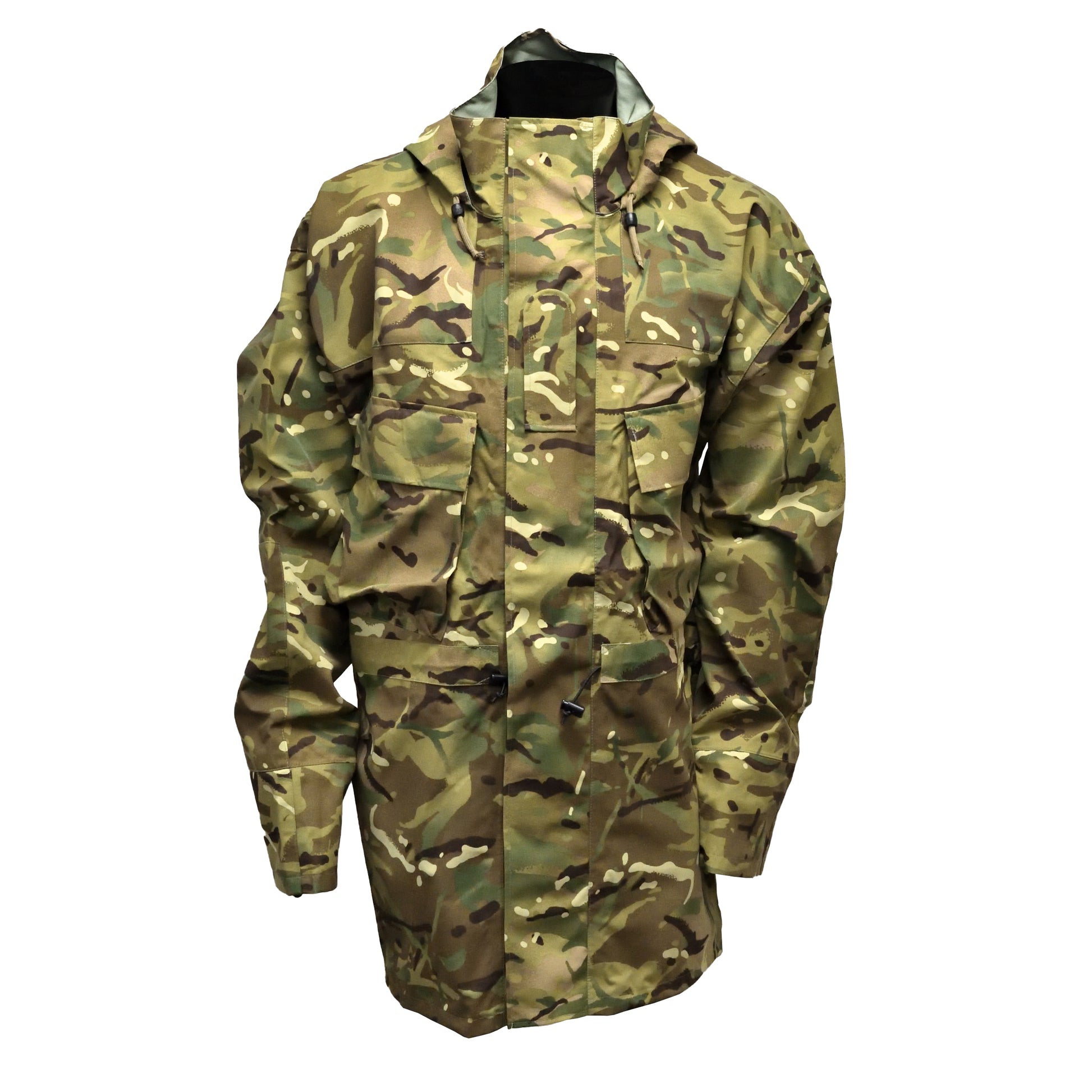 Front view of British Army Petroleum Protective MVP Smock in MTP IRR camouflage.