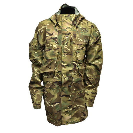 Front view of British Army Petroleum Protective MVP Smock in MTP IRR camouflage.