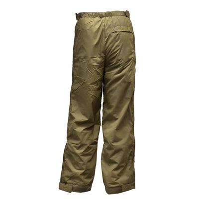 Left-angled rear view of British Army Thermal Trousers PCS Olive, highlighting rear panel and reinforced stitching.