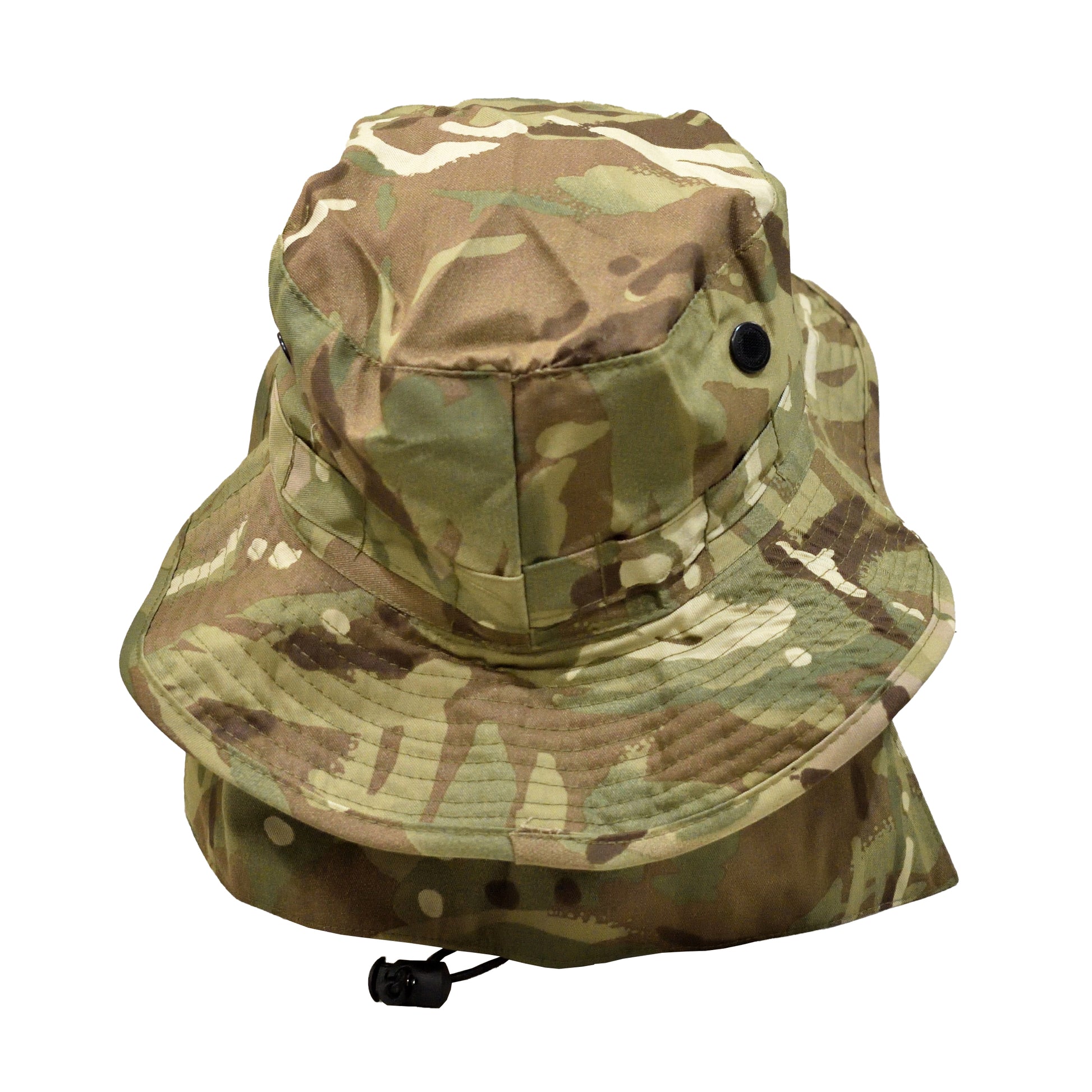 Rear view of British Army Tropical Combat Hat MTP with adjustable strap.