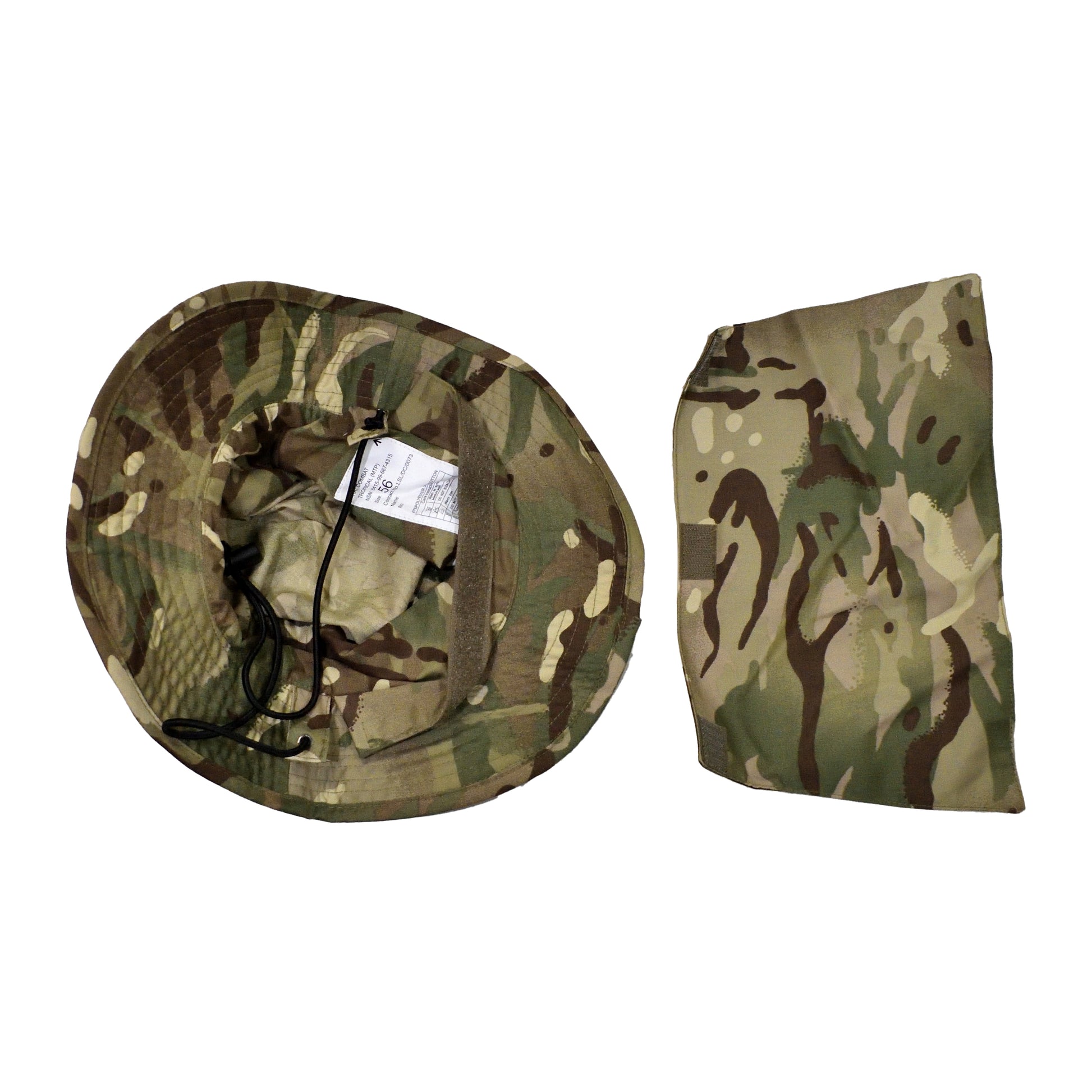 Underneath view of British Army Tropical Combat Hat MTP showing inner lining and sweatband.