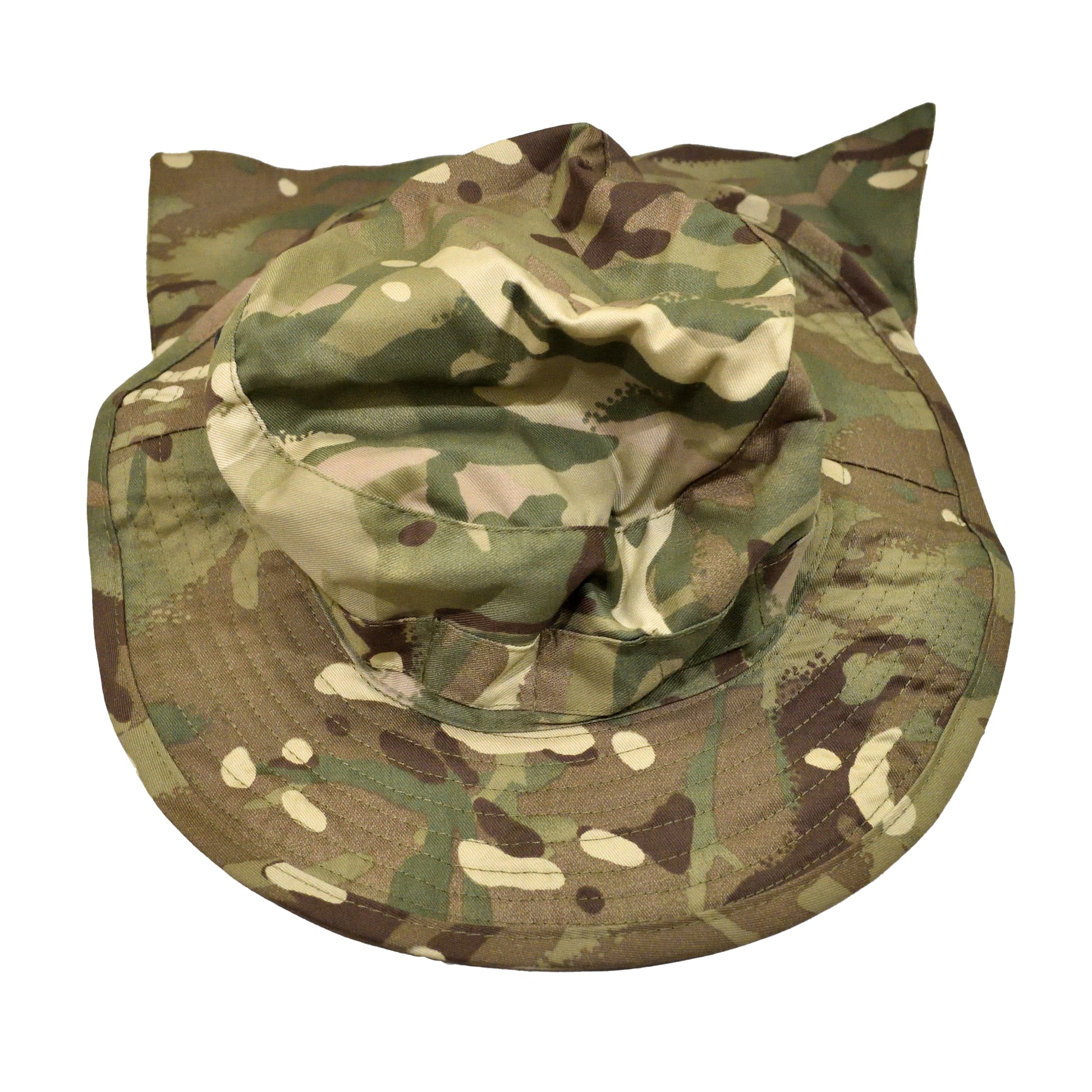Macro image of MTP camouflage pattern and fabric weave on British Army Tropical Combat Hat.