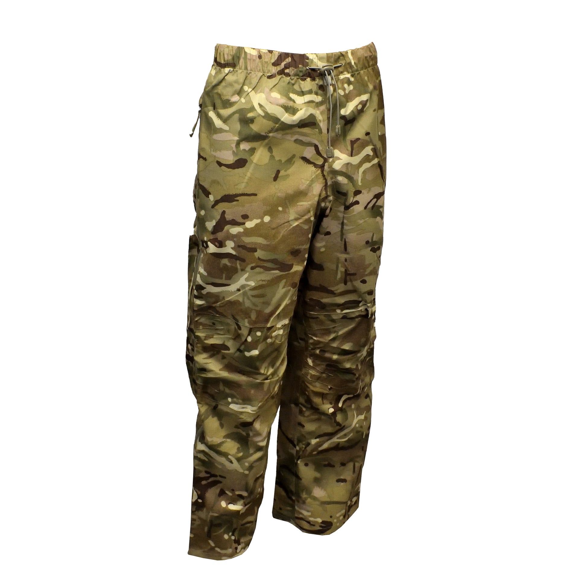 Angled front right view of British Army Lightweight MVP Trousers in MTP pattern.