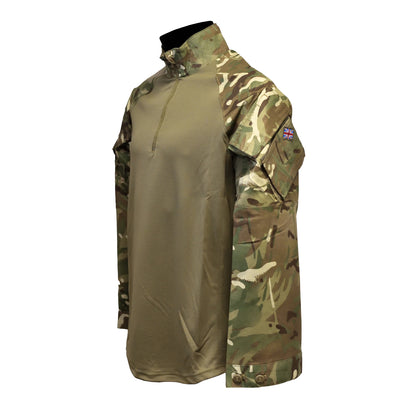 Angled front left view of UBACS EP Shirt with green front panel.