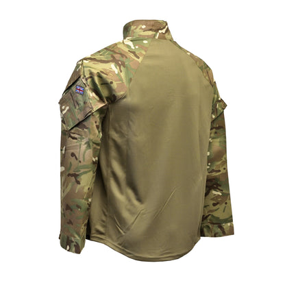 Angled rear left view of UBACS EP Shirt MTP showing back panels.