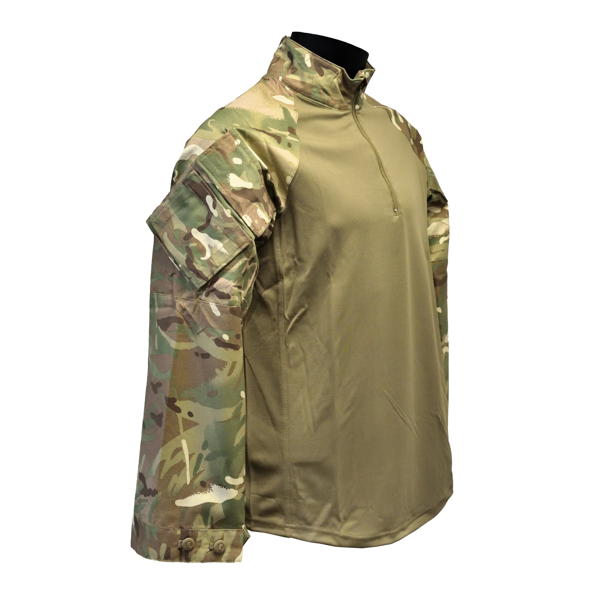 Angled front right view of British Army UBACS EP Shirt MTP.