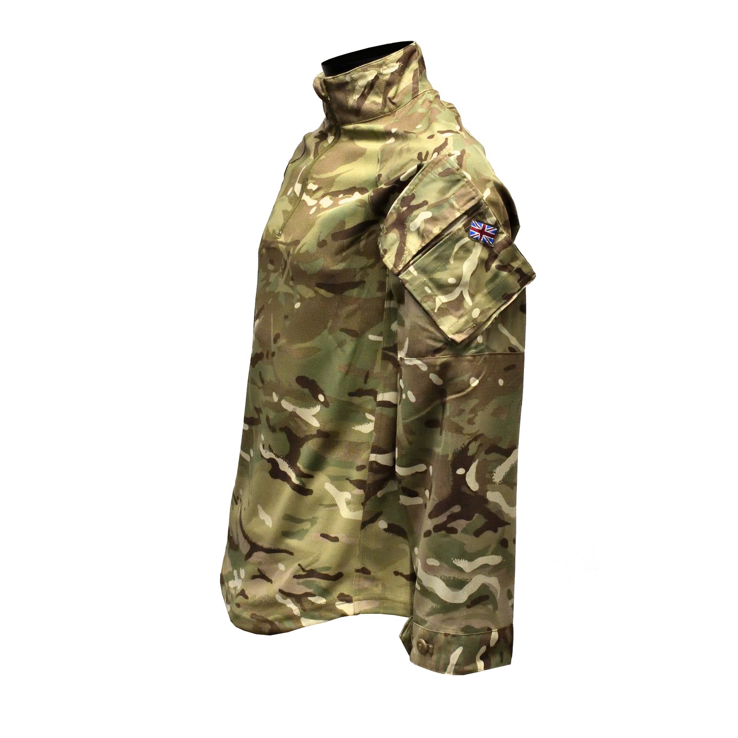 Side view showing cuff and sleeve on British Army UBACS EP Shirt MTP.