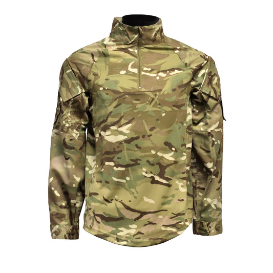 Front view of British Army UBACS EP Shirt MTP in camouflage.
