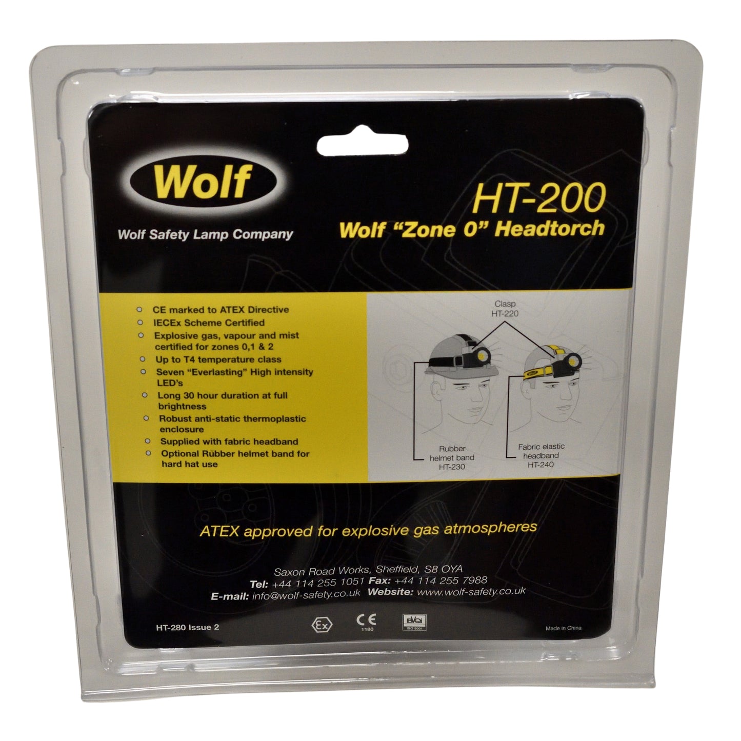 Rear view of Wolf HT-200 Zone-O headtorch.