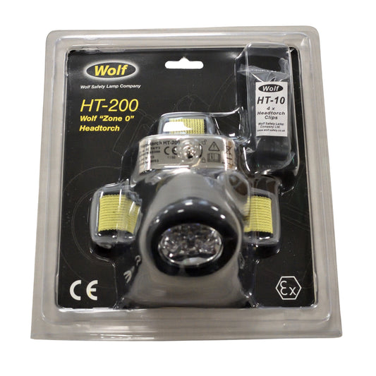 Front view of Wolf HT-200 Zone-O headtorch with adjustable strap.