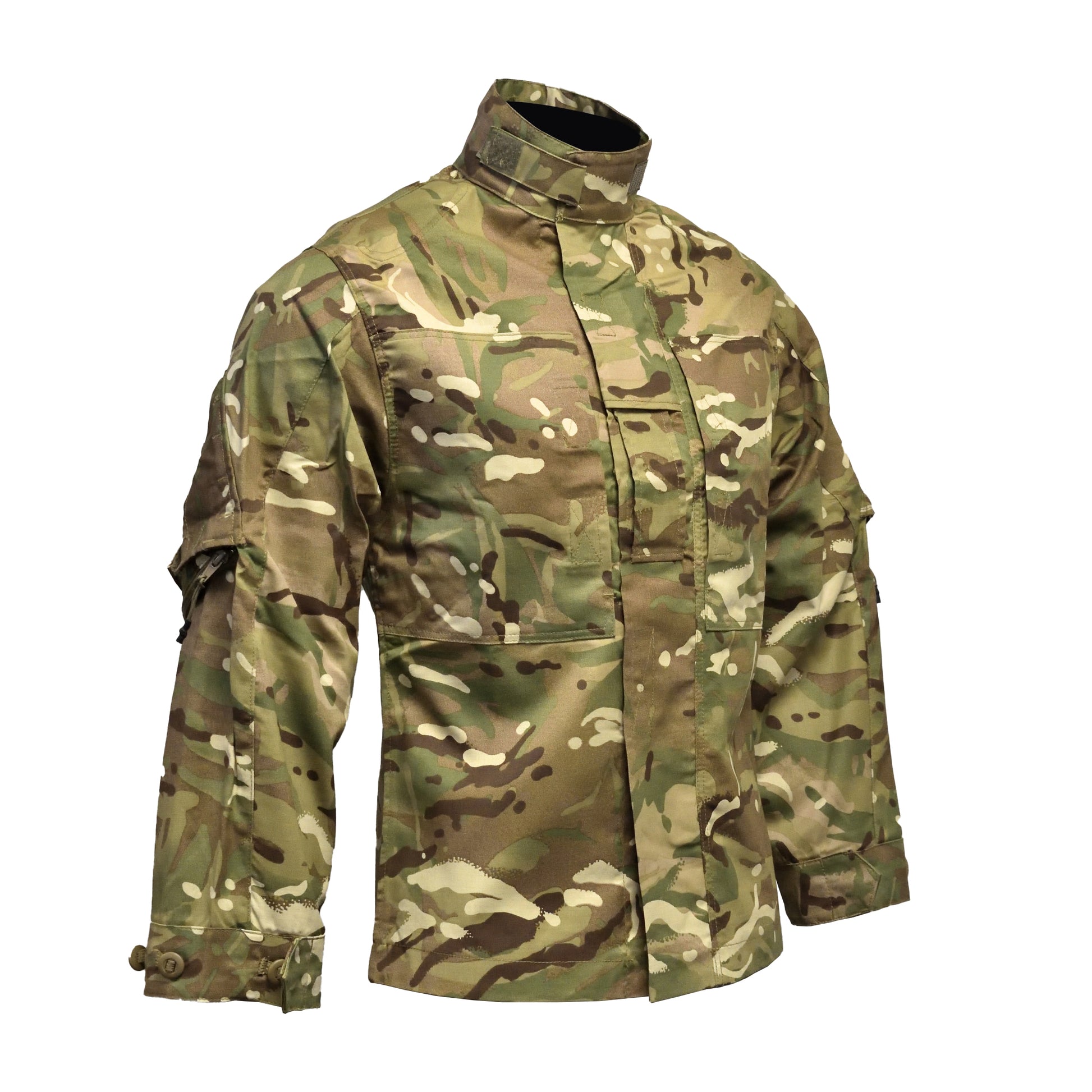 Angled front right view of British Army Combat Shirt "23" MTP.