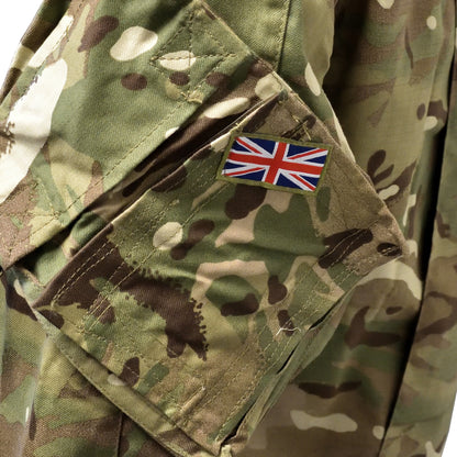 Close-up of Union Jack badge stitched on British Army Combat Shirt "23" MTP.