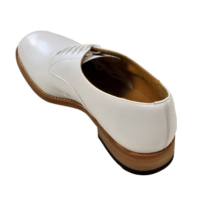 Rear view of John Land Men's Tropical Shoes White highlighting heel stitching.