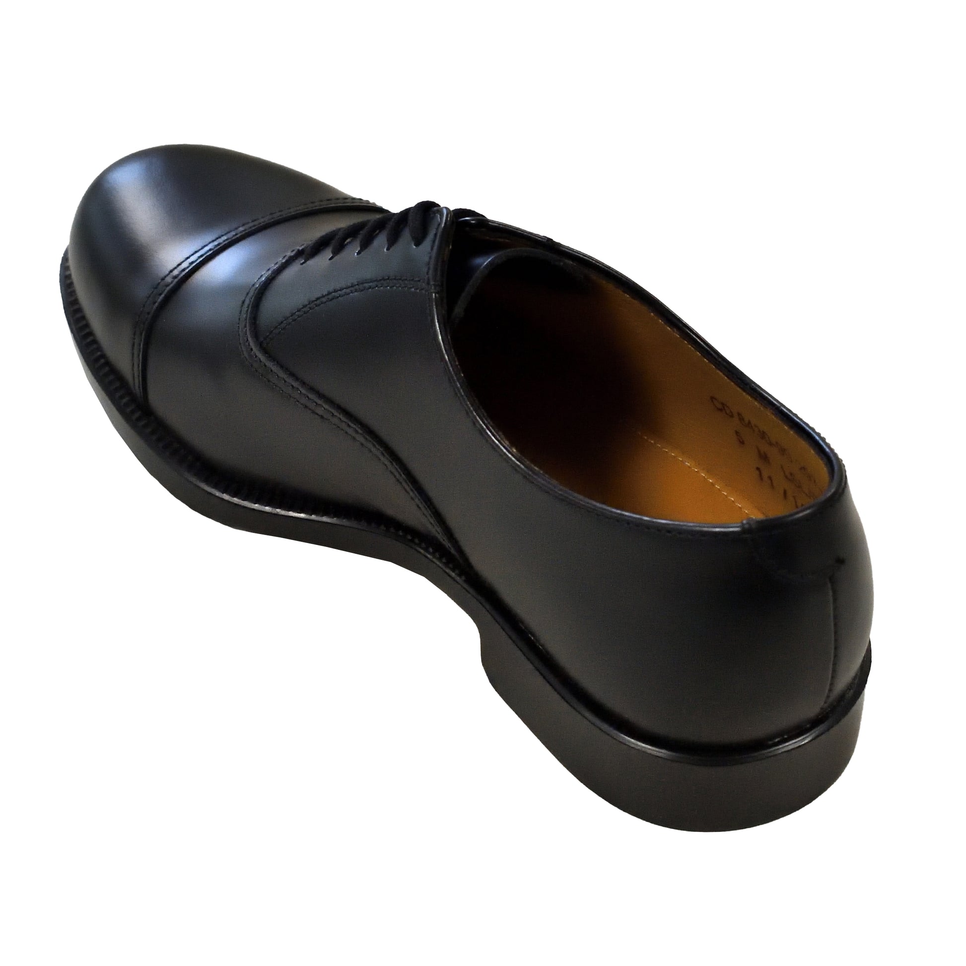 Rear view of British Army Men's Service Shoes highlighting stitching and heel structure.