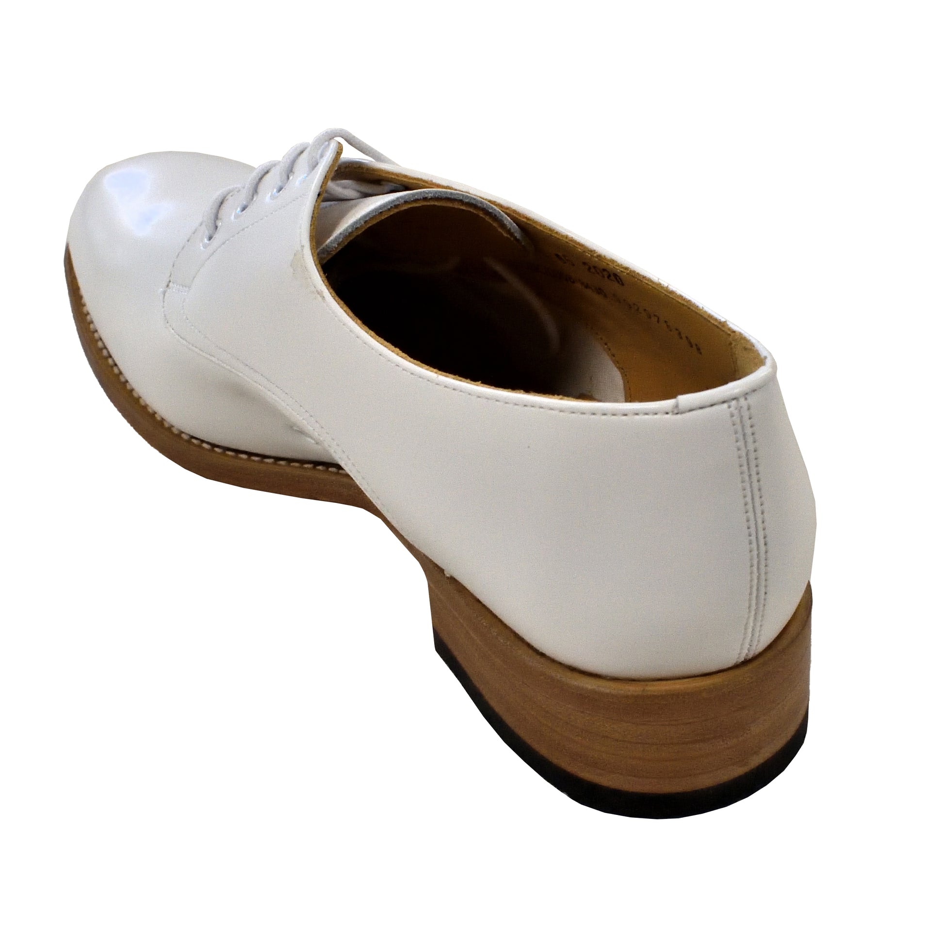 Rear view of John Land Women’s Tropical Shoes White highlighting heel seam.