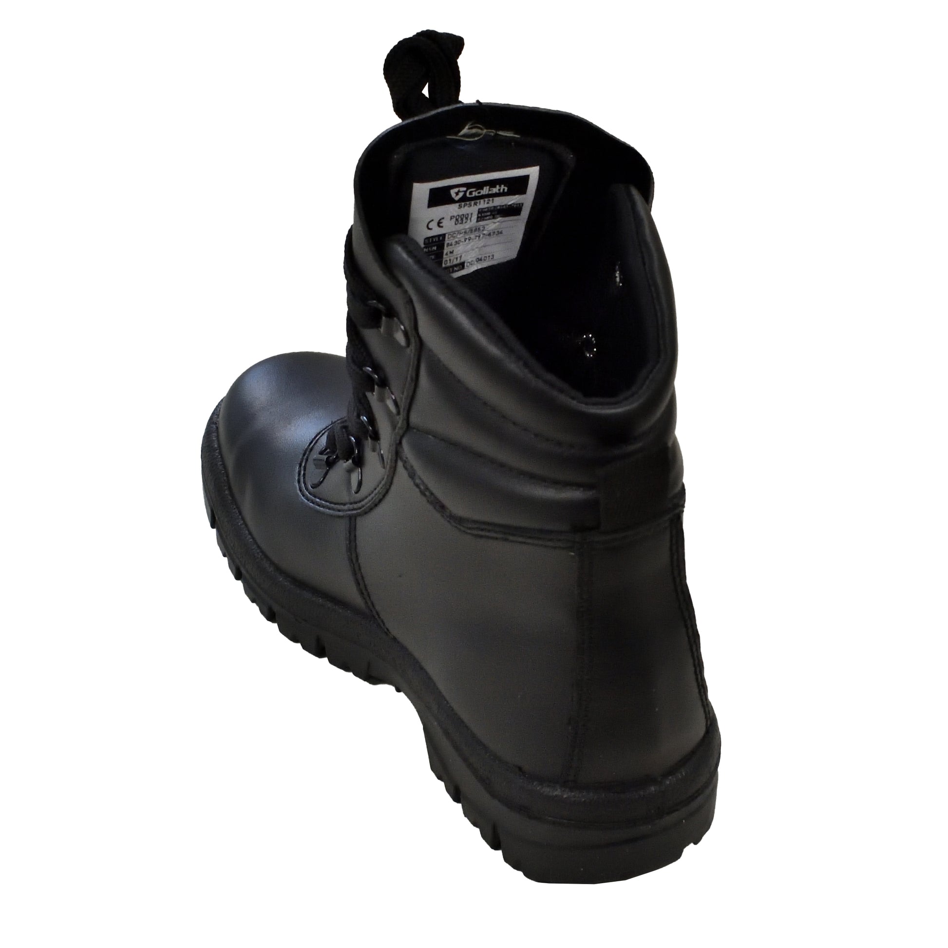 Rear view of Goliath SPSR1121 Safety Boots emphasizing heel support and stitching.