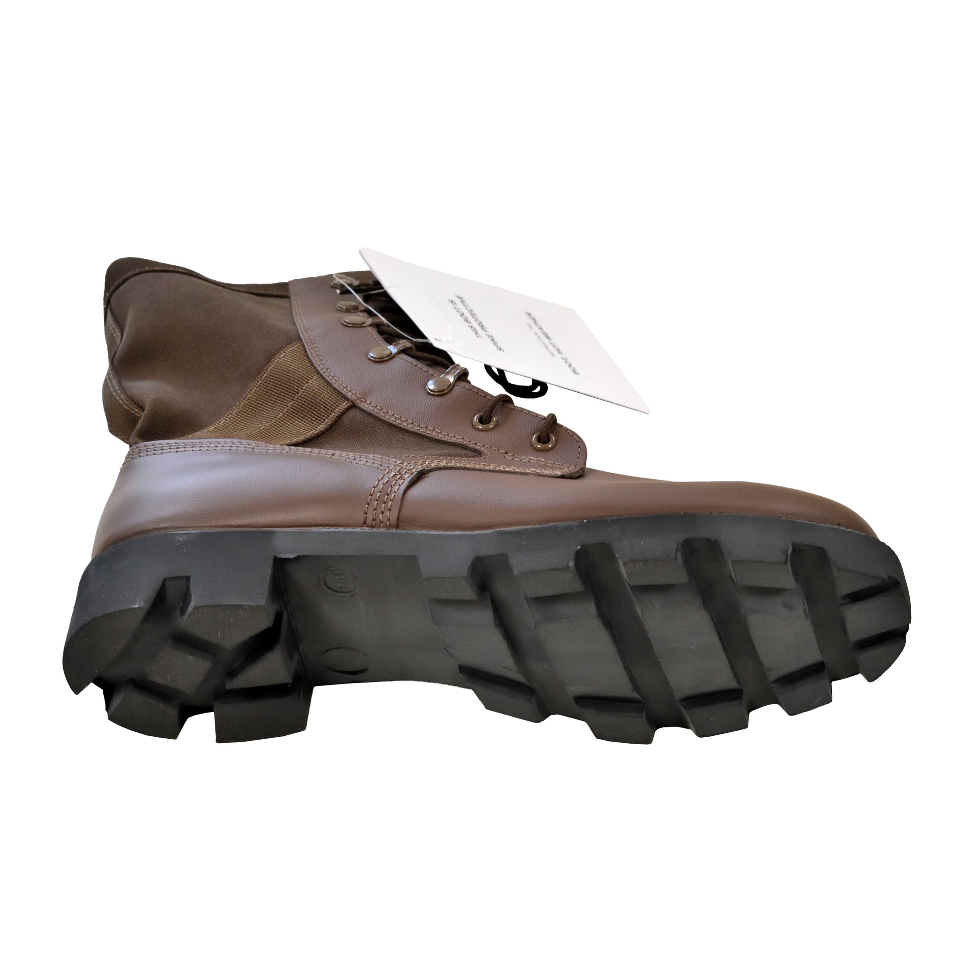 Detailed view of rugged outsole and tread pattern on Wellco Peruana Combat Boots Brown.