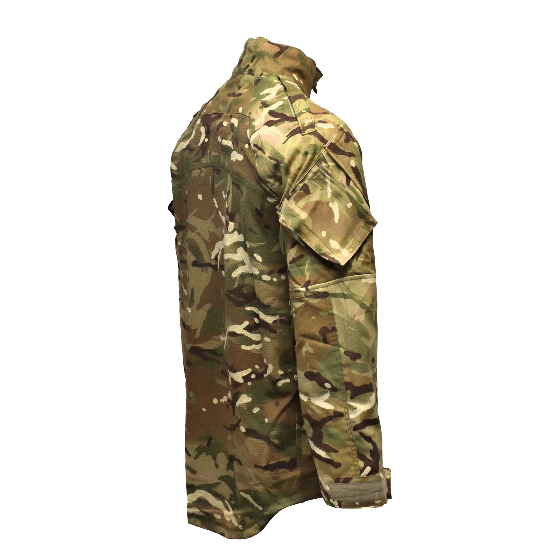 Angled rear right view of British Army UBACS Shirt in MTP camouflage.