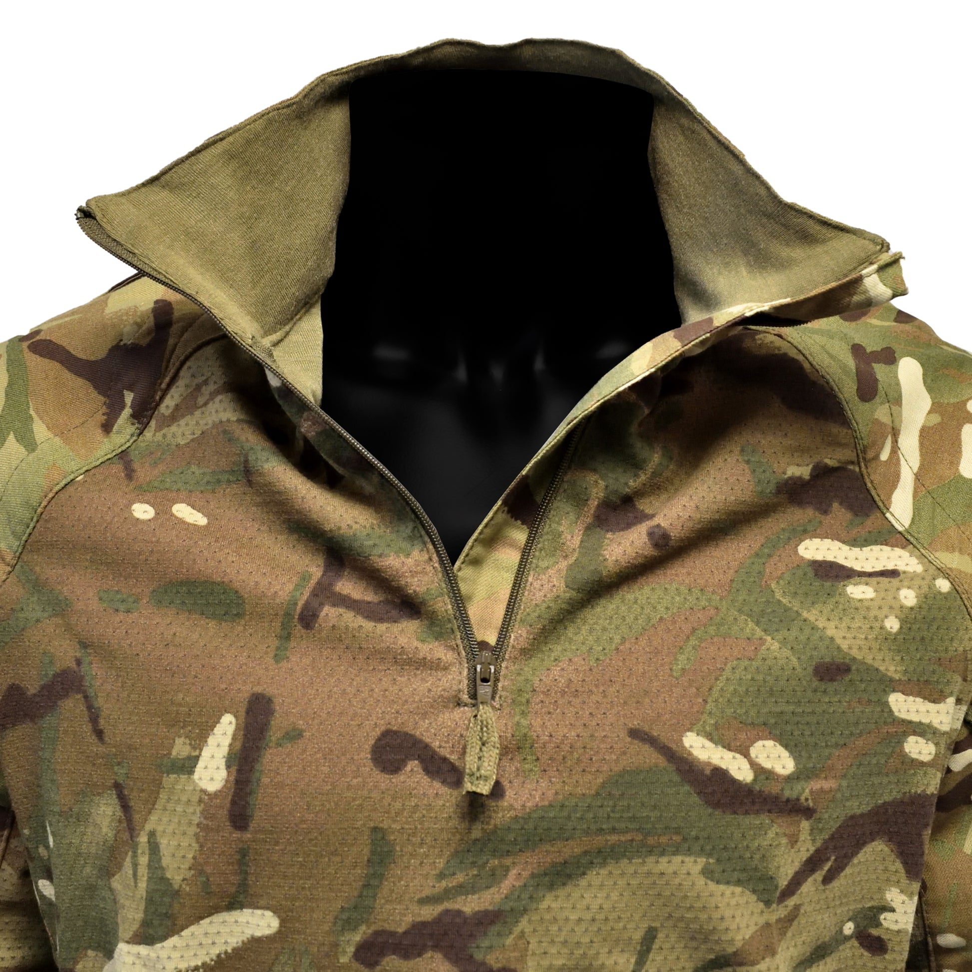 Close-up of chest and unzipped collar on UBACS Shirt MTP for CR2.