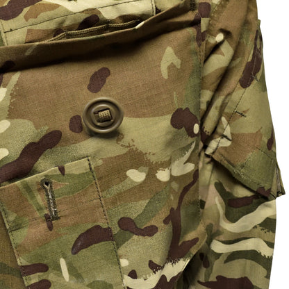 Detail shot of fabric texture and reinforced stitching on FR Combat Smock for CR2.