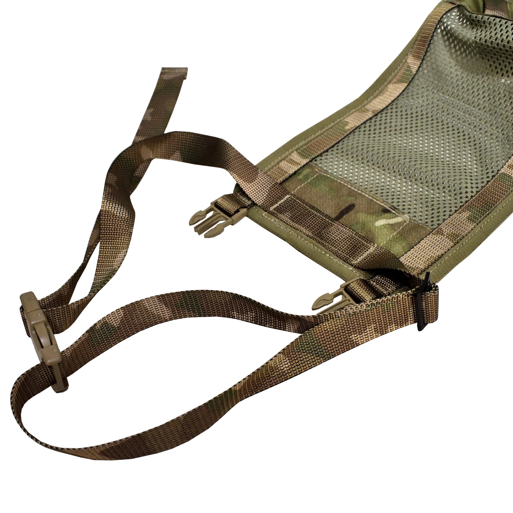 Close-up of stitching and IRR fabric texture on British Army Yoke MTP.