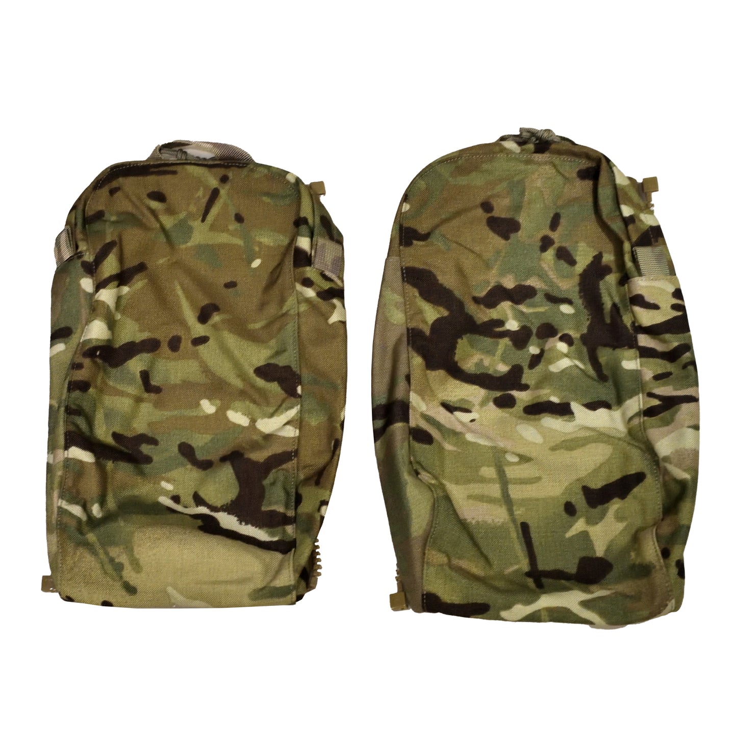 Front view of British Army Combat Pack 5L Zip Side Pouches MTP, pack of 2.