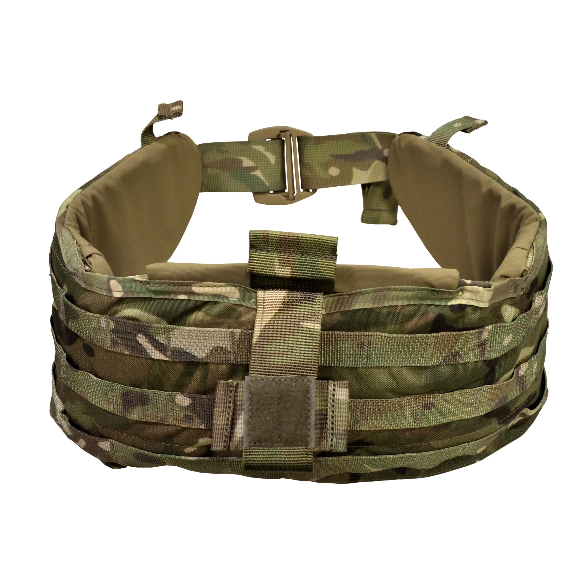 Rear view of British Army Combat Hip Belt with padded support.