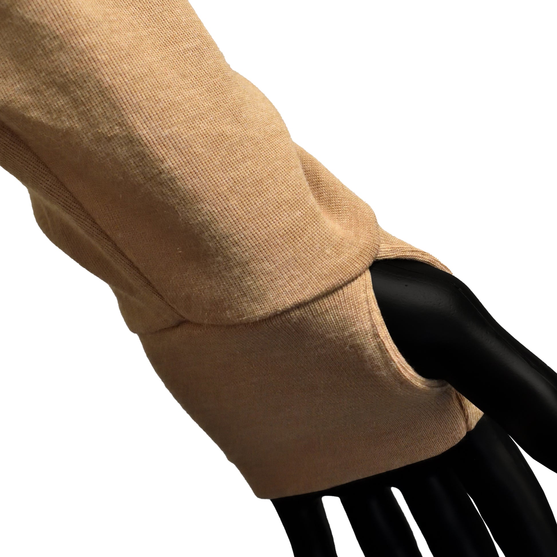 Close-up of sleeve cuff and thumb hole on FR Undershirt Desert.