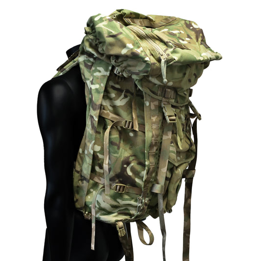 Detail shot of overall design of British Army Rucksack and Frame MTP IRR.